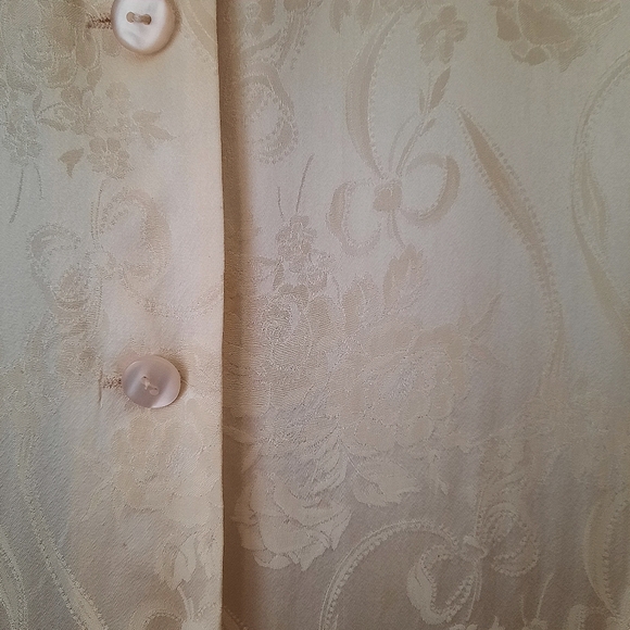 JESSICA MCCLINTOCK Lace Trimmed Silk Jacquard Pleated Maxi Dress Sz 10 Cream - Picture 12 of 13